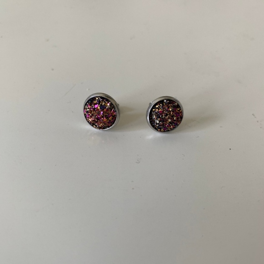 Asos Pink-Bronze Druzy Earrings